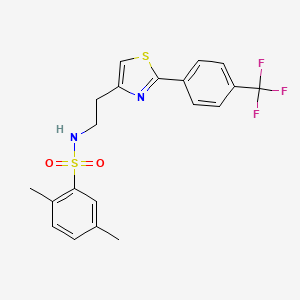 molecular formula C20H19F3N2O2S2 B2608203 2,5-dimethyl-N-(2-(2-(4-(trifluoromethyl)phenyl)thiazol-4-yl)ethyl)benzenesulfonamide CAS No. 896607-86-6