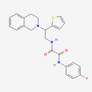molecular formula C23H22FN3O2S B2608208 N1-(2-(3,4-二氢异喹啉-2(1H)-基)-2-(噻吩-2-基)乙基)-N2-(4-氟苯基)草酰胺 CAS No. 898408-02-1