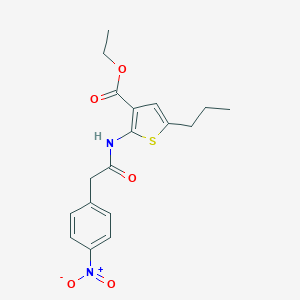 molecular formula C18H20N2O5S B260823 Ethyl 2-[[2-(4-nitrophenyl)acetyl]amino]-5-propylthiophene-3-carboxylate 