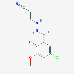 3-[2-[(Z)-(3-chloro-5-methoxy-6-oxocyclohexa-2,4-dien-1-ylidene)methyl]hydrazinyl]propanenitrile