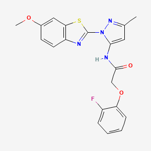 molecular formula C20H17FN4O3S B2608271 2-(2-氟苯氧基)-N-(1-(6-甲氧基苯并[d]噻唑-2-基)-3-甲基-1H-吡唑-5-基)乙酰胺 CAS No. 1172247-95-8