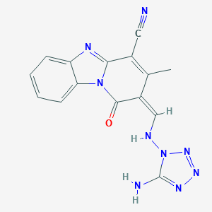 2-{[(5-AMINO-1H-1,2,3,4-TETRAAZOL-1-YL)IMINO]METHYL}-1-HYDROXY-3-METHYLPYRIDO[1,2-A][1,3]BENZIMIDAZOL-4-YL CYANIDE