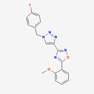 molecular formula C18H14FN5O2 B2608280 3-(1-(4-fluorobenzyl)-1H-1,2,3-triazol-4-yl)-5-(2-methoxyphenyl)-1,2,4-oxadiazole CAS No. 1251551-45-7