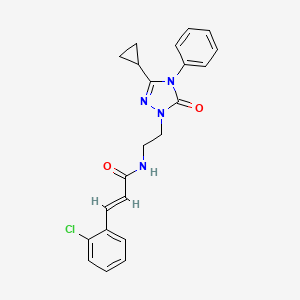 molecular formula C22H21ClN4O2 B2608283 (E)-3-(2-chlorophenyl)-N-(2-(3-cyclopropyl-5-oxo-4-phenyl-4,5-dihydro-1H-1,2,4-triazol-1-yl)ethyl)acrylamide CAS No. 1396892-06-0