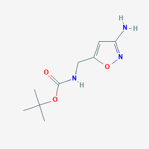 molecular formula C9H15N3O3 B2608293 叔丁基 N-[(3-氨基-1,2-恶唑-5-基)甲基]氨基甲酸酯 CAS No. 2229488-54-2