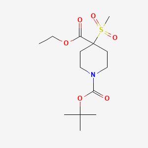 molecular formula C14H25NO6S B2608295 1-tert-Butyl 4-ethyl 4-(methylsulfonyl)piperidine-1,4-dicarboxylate CAS No. 1372548-28-1