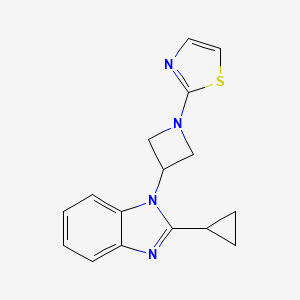 molecular formula C16H16N4S B2608297 2-[3-(2-Cyclopropylbenzimidazol-1-yl)azetidin-1-yl]-1,3-thiazole CAS No. 2380079-11-6