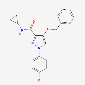 molecular formula C20H18FN3O2 B2608303 4-(benzyloxy)-N-cyclopropyl-1-(4-fluorophenyl)-1H-pyrazole-3-carboxamide CAS No. 1171661-82-7