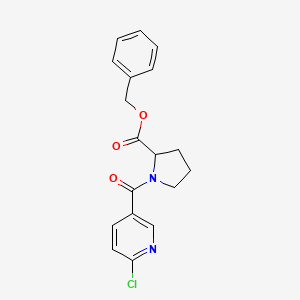 molecular formula C18H17ClN2O3 B2608320 1-(6-氯吡啶-3-羰基)吡咯烷-2-羧酸苄酯 CAS No. 1489235-24-6