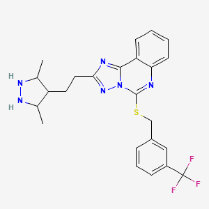 molecular formula C24H21F3N6S B2608327 3,5-dimethyl-4-{2-[5-({[3-(trifluoromethyl)phenyl]methyl}sulfanyl)-[1,2,4]triazolo[1,5-c]quinazolin-2-yl]ethyl}-1H-pyrazole CAS No. 896700-26-8