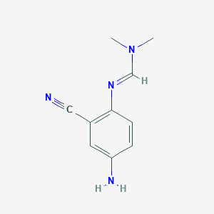 molecular formula C10H12N4 B2608328 (E)-N'-(4-Amino-2-cyanophenyl)-N,N-dimethylformimidamide CAS No. 194423-17-1
