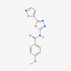 molecular formula C13H10N4O4 B2608348 4-甲氧基苯甲酰胺-N-(5-(异恶唑-5-基)-1,3,4-恶二唑-2-基) CAS No. 946362-21-6