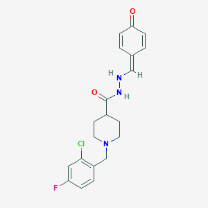 1-[(2-chloro-4-fluorophenyl)methyl]-N'-[(4-oxocyclohexa-2,5-dien-1-ylidene)methyl]piperidine-4-carbohydrazide