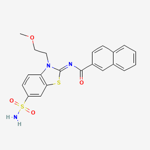 molecular formula C21H19N3O4S2 B2608352 (Z)-N-(3-(2-methoxyethyl)-6-sulfamoylbenzo[d]thiazol-2(3H)-ylidene)-2-naphthamide CAS No. 865160-55-0
