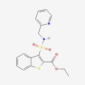 molecular formula C17H16N2O4S2 B2608357 Ethyl 3-{[(pyridin-2-ylmethyl)amino]sulfonyl}-1-benzothiophene-2-carboxylate CAS No. 932354-64-8