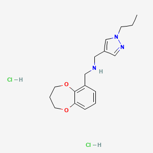 molecular formula C17H25Cl2N3O2 B2608366 1-(3,4-二氢-2H-1,5-苯并二氧杂环庚-6-基)-N-[(1-丙基吡唑-4-基)甲基]甲胺；二盐酸盐 CAS No. 2418715-06-5