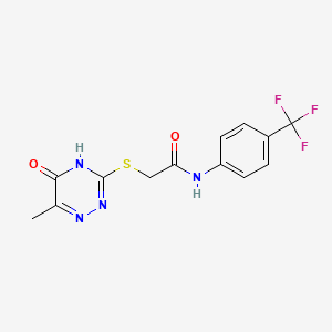 molecular formula C13H11F3N4O2S B2608369 2-((6-methyl-5-oxo-4,5-dihydro-1,2,4-triazin-3-yl)thio)-N-(4-(trifluoromethyl)phenyl)acetamide CAS No. 872629-53-3