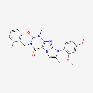 molecular formula C25H25N5O4 B2608377 8-(2,4-dimethoxyphenyl)-1,7-dimethyl-3-(2-methylbenzyl)-1H-imidazo[2,1-f]purine-2,4(3H,8H)-dione CAS No. 887466-72-0