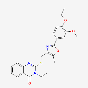 molecular formula C24H25N3O4S B2608380 2-(((2-(4-乙氧基-3-甲氧基苯基)-5-甲基恶唑-4-基)甲基)硫代)-3-乙基喹唑啉-4(3H)-酮 CAS No. 1021226-91-4