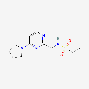 molecular formula C11H18N4O2S B2608384 N-((4-(pyrrolidin-1-yl)pyrimidin-2-yl)methyl)ethanesulfonamide CAS No. 1797968-14-9