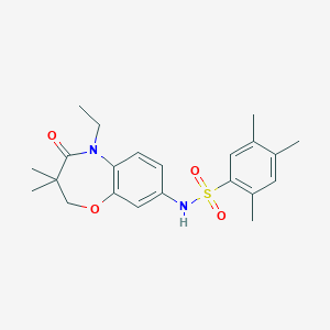 molecular formula C22H28N2O4S B2608389 N-(5-ethyl-3,3-dimethyl-4-oxo-2,3,4,5-tetrahydrobenzo[b][1,4]oxazepin-8-yl)-2,4,5-trimethylbenzenesulfonamide CAS No. 922094-06-2