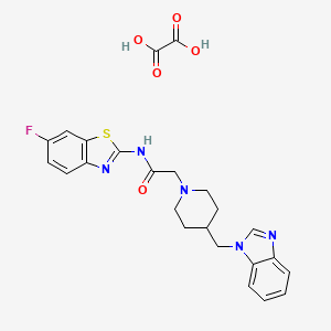 molecular formula C24H24FN5O5S B2608393 2-(4-((1H-苯并[d]咪唑-1-基)甲基)哌啶-1-基)-N-(6-氟苯并[d]噻唑-2-基)乙酰胺草酸盐 CAS No. 1351619-88-9
