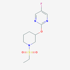 molecular formula C11H16FN3O3S B2608395 2-((1-(乙磺酰)哌啶-3-基)氧基)-5-氟嘧啶 CAS No. 2034430-21-0