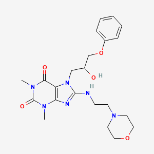 molecular formula C22H30N6O5 B2608399 7-(2-hydroxy-3-phenoxypropyl)-1,3-dimethyl-8-((2-morpholinoethyl)amino)-1H-purine-2,6(3H,7H)-dione CAS No. 941937-62-8