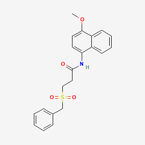 molecular formula C21H21NO4S B2608401 3-(苄基磺酰基)-N-(4-甲氧基萘-1-基)丙酰胺 CAS No. 923387-03-5