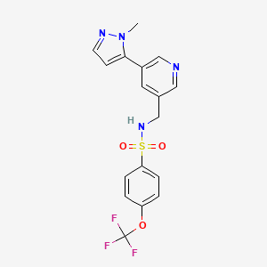 molecular formula C17H15F3N4O3S B2608402 N-((5-(1-methyl-1H-pyrazol-5-yl)pyridin-3-yl)methyl)-4-(trifluoromethoxy)benzenesulfonamide CAS No. 2309340-77-8
