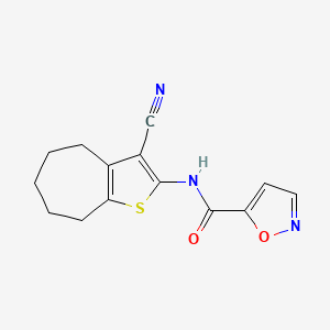 molecular formula C14H13N3O2S B2608457 N-(3-cyano-5,6,7,8-tetrahydro-4H-cyclohepta[b]thiophen-2-yl)isoxazole-5-carboxamide CAS No. 941957-44-4