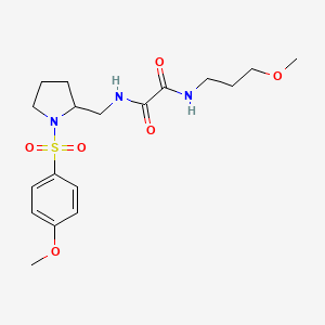 molecular formula C18H27N3O6S B2608461 N1-((1-((4-methoxyphenyl)sulfonyl)pyrrolidin-2-yl)methyl)-N2-(3-methoxypropyl)oxalamide CAS No. 896290-21-4