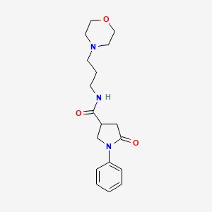 molecular formula C18H25N3O3 B2608464 N~3~-(3-morpholinopropyl)-5-oxo-1-phenyl-3-pyrrolidinecarboxamide CAS No. 873562-62-0