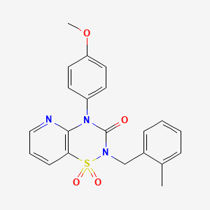 molecular formula C21H19N3O4S B2608485 4-(4-methoxyphenyl)-2-(2-methylbenzyl)-2H-pyrido[2,3-e][1,2,4]thiadiazin-3(4H)-one 1,1-dioxide CAS No. 1251631-93-2