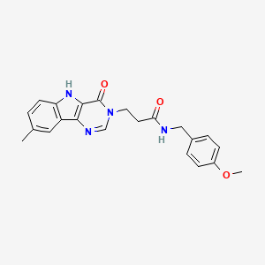 molecular formula C22H22N4O3 B2608489 N-(4-methoxybenzyl)-3-(8-methyl-4-oxo-4,5-dihydro-3H-pyrimido[5,4-b]indol-3-yl)propanamide CAS No. 1105247-05-9