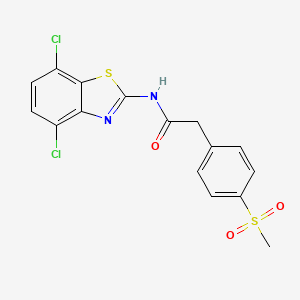 molecular formula C16H12Cl2N2O3S2 B2608491 N-(4,7-dichlorobenzo[d]thiazol-2-yl)-2-(4-(methylsulfonyl)phenyl)acetamide CAS No. 941883-85-8