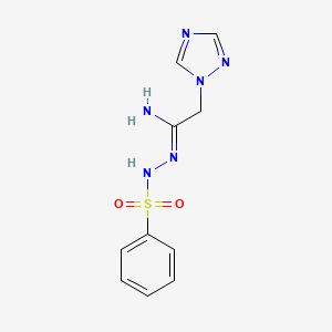 molecular formula C10H12N6O2S B2608499 N'-[2-(1H-1,2,4-triazol-1-yl)ethanimidoyl]benzenesulfonohydrazide CAS No. 338405-49-5