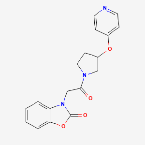 3-(2-oxo-2-(3-(pyridin-4-yloxy)pyrrolidin-1-yl)ethyl)benzo[d]oxazol-2(3H)-one