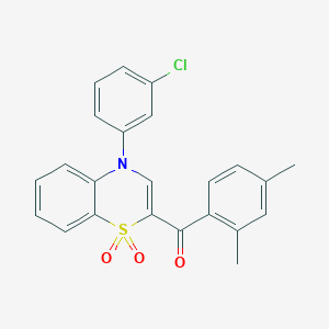 molecular formula C23H18ClNO3S B2608506 [4-(3-chlorophenyl)-1,1-dioxido-4H-1,4-benzothiazin-2-yl](2,4-dimethylphenyl)methanone CAS No. 1114871-93-0