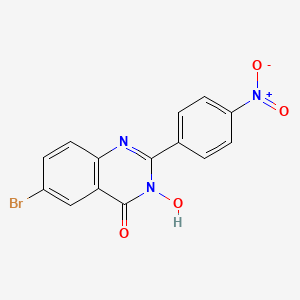molecular formula C14H8BrN3O4 B2608527 6-bromo-3-hydroxy-2-(4-nitrophenyl)-4(3H)-quinazolinone CAS No. 338774-71-3