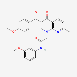 molecular formula C26H23N3O5 B2608534 2-(3-(4-methoxybenzoyl)-7-methyl-4-oxo-1,8-naphthyridin-1(4H)-yl)-N-(3-methoxyphenyl)acetamide CAS No. 894910-24-8