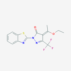 (4E)-2-(1,3-benzothiazol-2-yl)-4-(1-ethoxyethylidene)-5-(trifluoromethyl)pyrazol-3-one