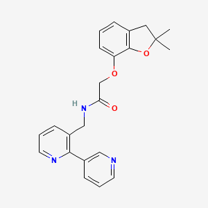 molecular formula C23H23N3O3 B2608570 N-([2,3'-bipyridin]-3-ylmethyl)-2-((2,2-dimethyl-2,3-dihydrobenzofuran-7-yl)oxy)acetamide CAS No. 2034247-45-3