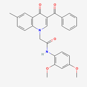 molecular formula C27H24N2O5 B2608622 2-(3-苯甲酰基-6-甲基-4-氧代喹啉-1(4H)-基)-N-(2,4-二甲氧苯基)乙酰胺 CAS No. 897624-56-5