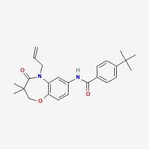 molecular formula C25H30N2O3 B2608623 N-(5-allyl-3,3-dimethyl-4-oxo-2,3,4,5-tetrahydrobenzo[b][1,4]oxazepin-7-yl)-4-(tert-butyl)benzamide CAS No. 921521-18-8