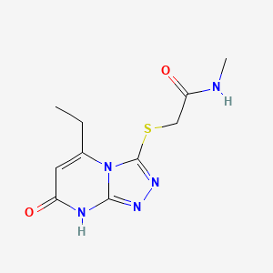 molecular formula C10H13N5O2S B2608625 2-((5-ethyl-7-oxo-7,8-dihydro-[1,2,4]triazolo[4,3-a]pyrimidin-3-yl)thio)-N-methylacetamide CAS No. 922027-93-8