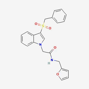 molecular formula C22H20N2O4S B2608679 N-[(furan-2-yl)methyl]-2-(3-phenylmethanesulfonyl-1H-indol-1-yl)acetamide CAS No. 878060-82-3