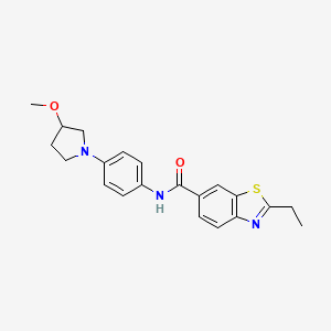 molecular formula C21H23N3O2S B2608687 2-ethyl-N-(4-(3-methoxypyrrolidin-1-yl)phenyl)benzo[d]thiazole-6-carboxamide CAS No. 1797699-72-9