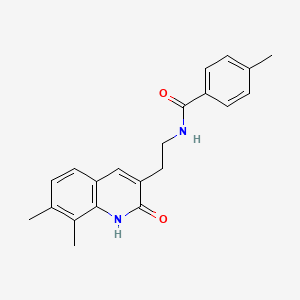 molecular formula C21H22N2O2 B2608688 N-[2-(7,8-二甲基-2-氧代-1H-喹啉-3-基)乙基]-4-甲基苯甲酰胺 CAS No. 851408-16-7