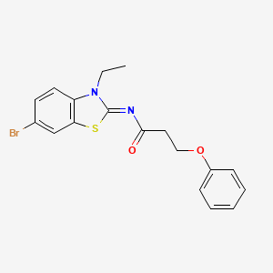 molecular formula C18H17BrN2O2S B2608691 (E)-N-(6-bromo-3-ethylbenzo[d]thiazol-2(3H)-ylidene)-3-phenoxypropanamide CAS No. 865544-40-7